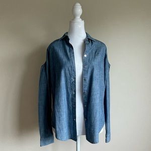 Tommy Hilfiger Long Sleeve Cold Shoulder Button Down Denim XS